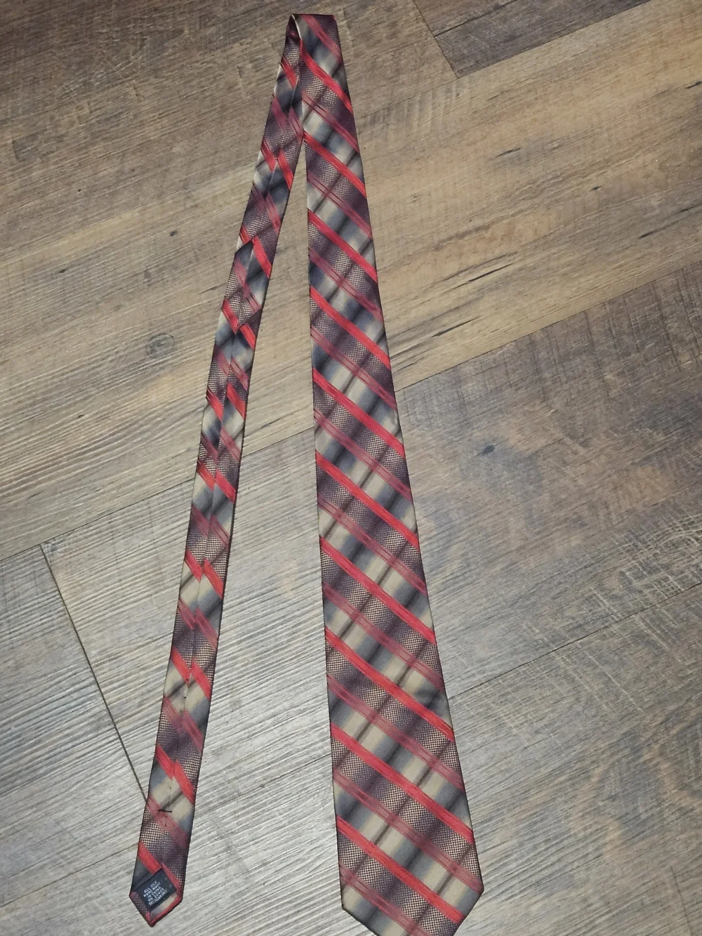 Stafford Men's Red and Silver Striped Tie